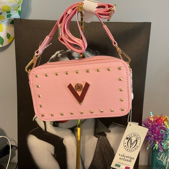Valentino Orlandi Crossbody Double Zip Baby pink NWTS 4X7 inches - Picture 2 of 9